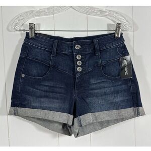 NWT Lovesick Womens Sz 3 Juniors High Waisted Denim Blue Shorts Button Fly